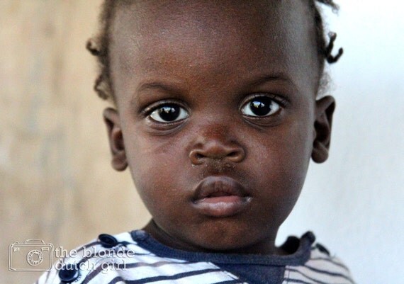 Items similar to Haitian Orphan Baby Looks Sweetly into ...