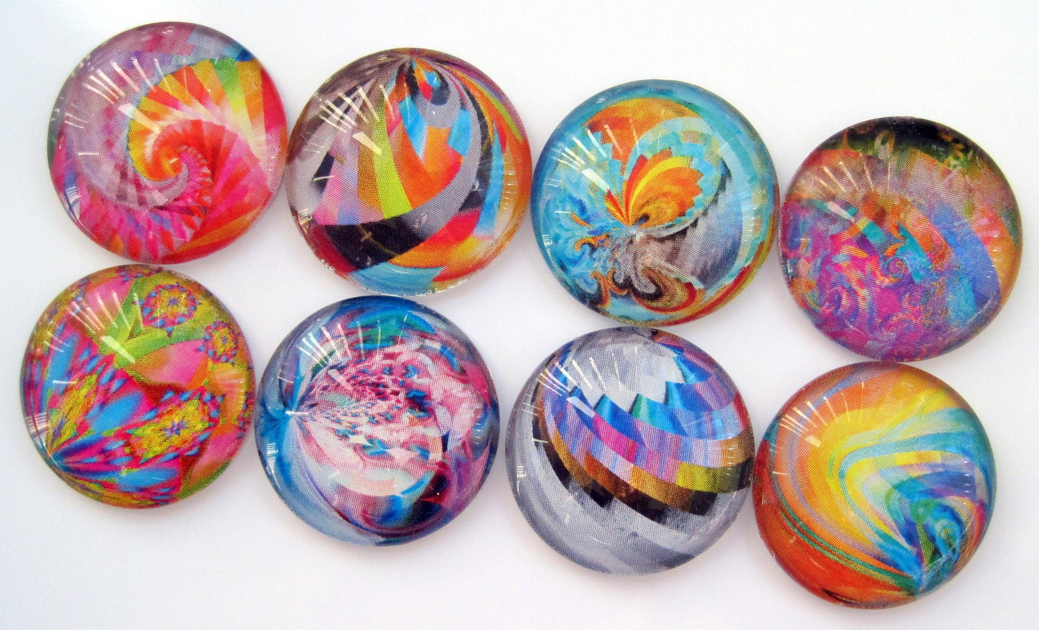 Magic Marble Magnets Set of Eight Glass by StuckTogetherMagnets