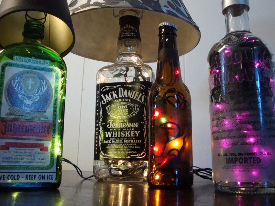 Custom Made Liquor Lamp Absolute bottle with purple LED