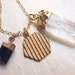 gold dipped raw black tourmaline and quartz crystal points geometric charm april birthstone necklace - LAST ONE