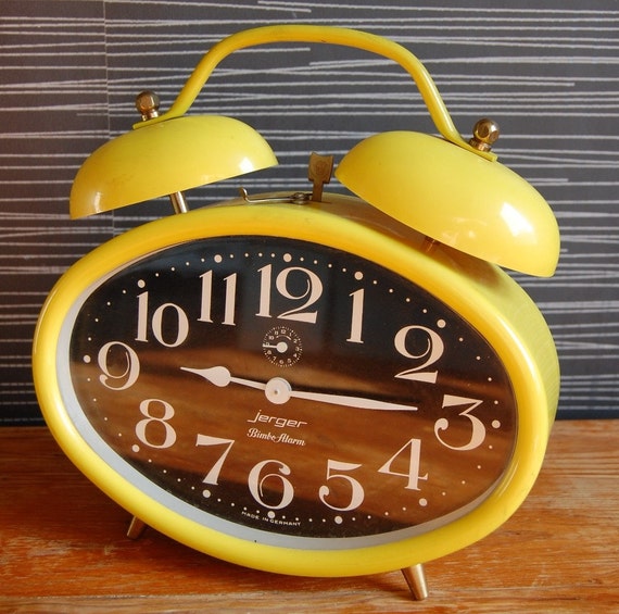Retro Vintage Big Yellow German Wind Up Clock