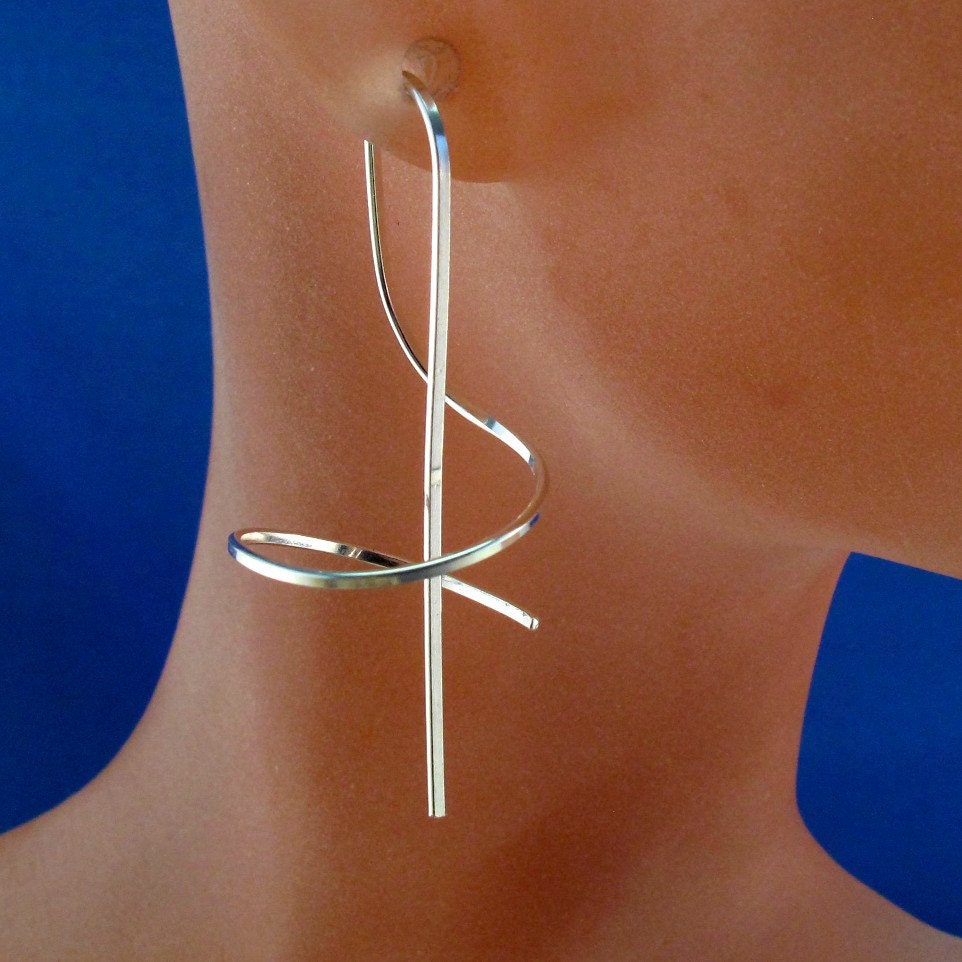 STERLING SILVER EARRINGS . coil earring . corkscrew earring