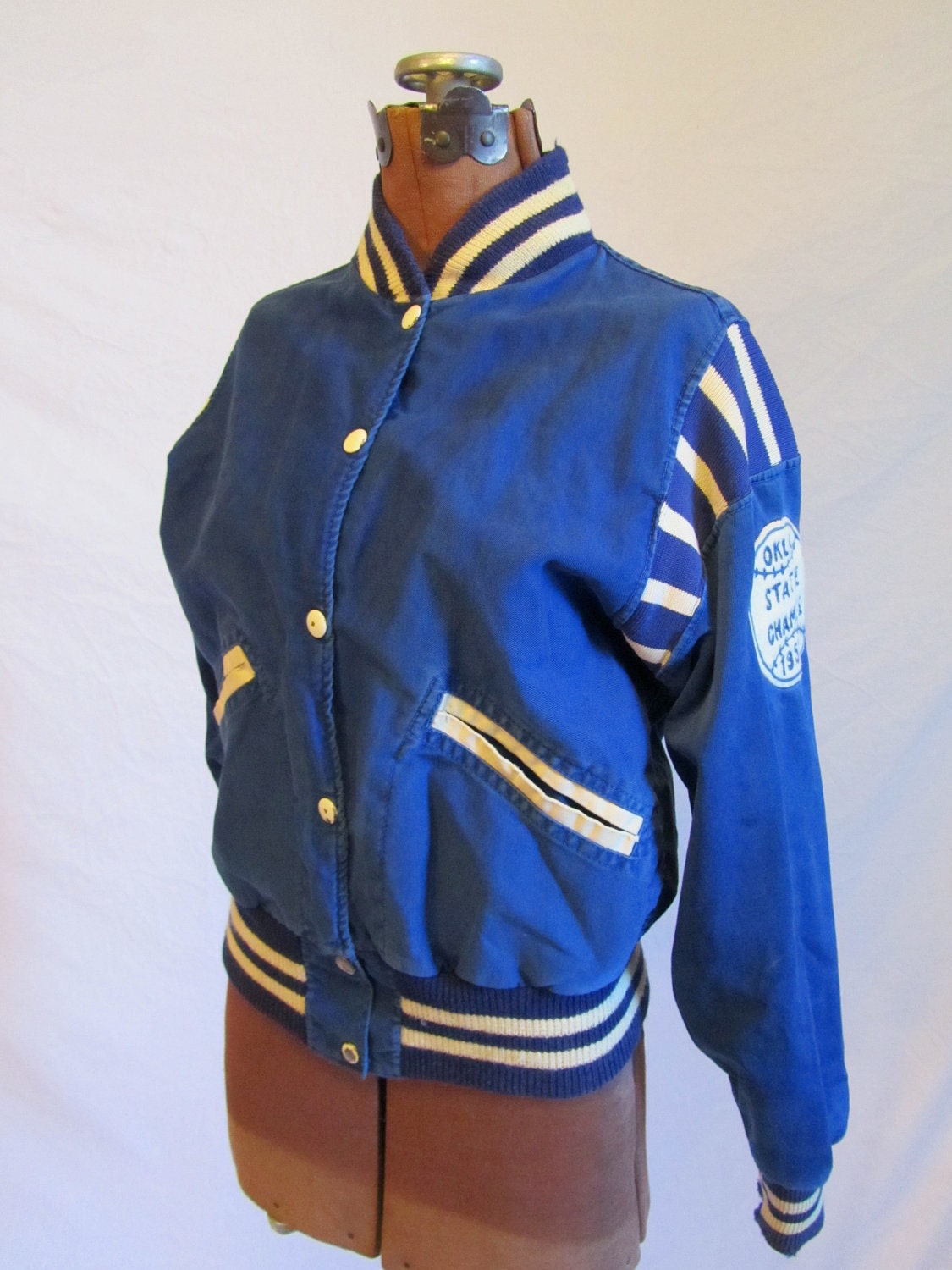 Vintage 1952 Letterman Jacket S M Oklahoma Champs Baseball