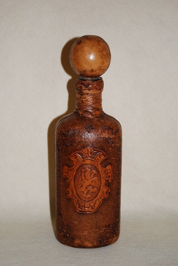 Vintage Italian Leather Wrapped Liquor Decanter by samjams3