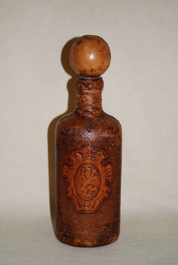 Vintage Italian Leather Wrapped Liquor Decanter