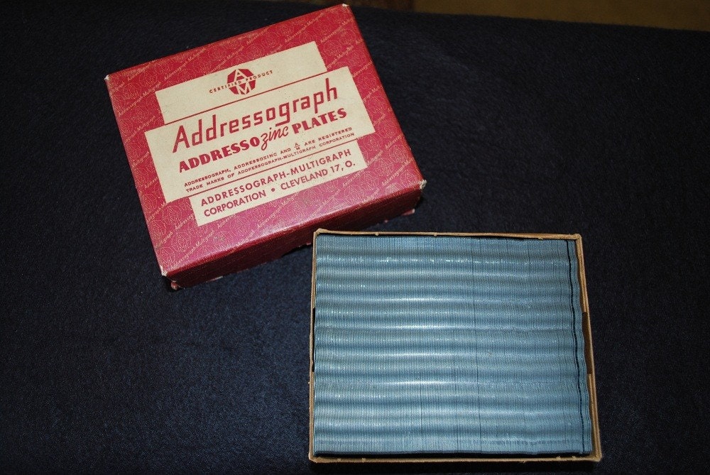 Vintage Addressograph Addresso Zinc Label Plates