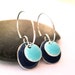 Enamel Earrings - Navy Blue, Light Blue, Nautical Jewelry, Simple Jewellery, Geometric, Silver Hoops
