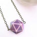 Geometric Jewelry - Purple Necklace, Triangles, Simple Jewellery, Vintage Bead, Oxidized Look, Gray Chain, Artsy