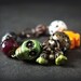 El Dia De Los Muertos Skull Bracelet with Blood Red Quartz and Bone Beads