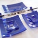 SUSHI SET - Blue Sky Fused Glass Sushi Set with Gold Crane Chopsticks
