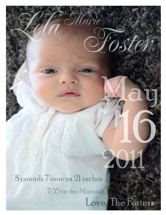 Custom Baby Photo Birth Announcement Digital Printable