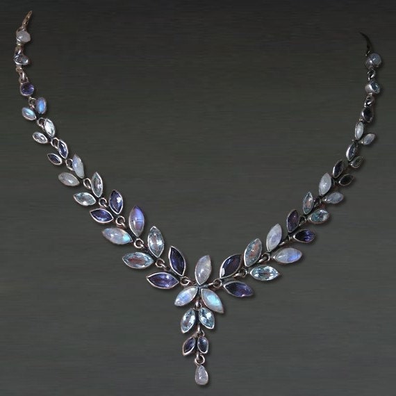 Genuine sterling silver jewelry - Artisan Jewelry Moonstone and Sterling Silver Necklace