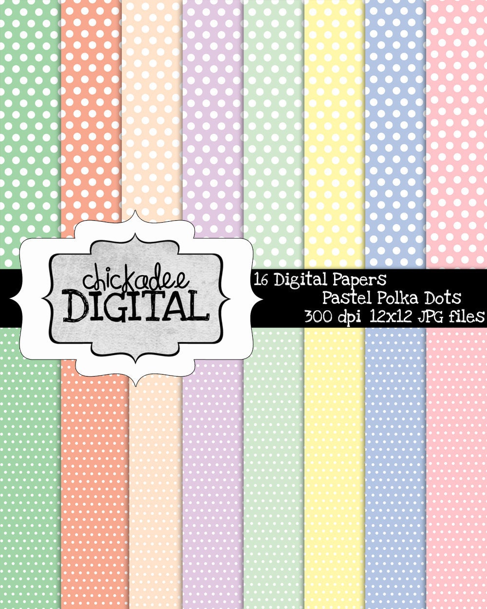 Pastel Polka Dots Digital Papers polka dot pattern
