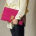 XL hot pink vegan suede clutch
