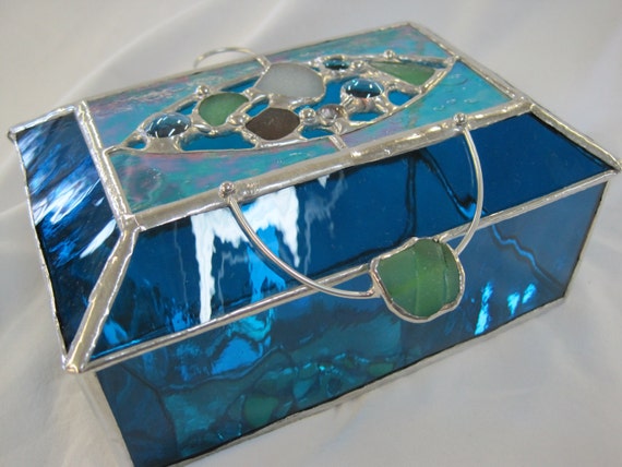 Turquoise Sea Glass Treasure Chest Box