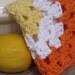 Crochet Dishcloths, Crochet Washcloths - Set of Three Hand Crochet Granny Square Dish Cloths in Orange , Yellow, and White, Sale 75% Off