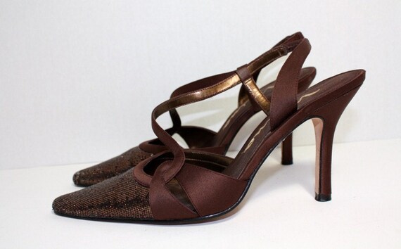 brown sequin heels