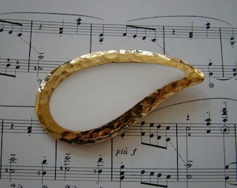 Vintage 60s / Paisley / White and Gold Brooch/ Pin