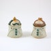 Two Lidded Stoneware Jars in the Shape of Medieval Kings