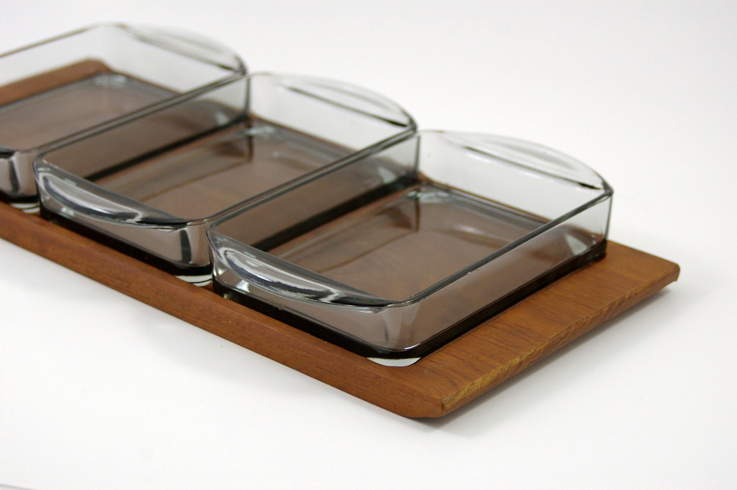 Teak Kabaret Divided Serving Tray with Holmegaard