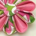 Flower Pin Pink Silk with Botanical Print Sophisticated Kanzashi