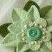 Pistachio Felt Flower Pin with Vintage Green Button and French Knots - St. Patrick's Day