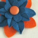 Denver Broncos Colors - Felt Flower Pin Blue and Orange with Orange Vintage Button