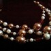 Pearl Necklace three strands, Brown Pearl Necklace, Ivory Pearl Necklace