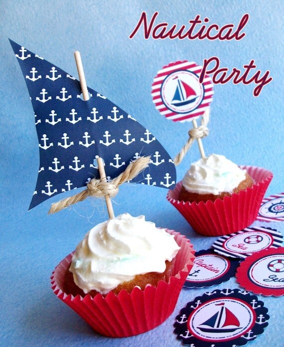 Nautical Party Printable Cupcake Toppers Nautical Party