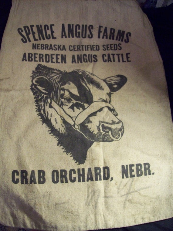 Certified Pre Owned >> Vintage Feed Sack Spence Angus Farms Nebraska Certified Certified Pre Owned >> Vintage Feed Sack Spence Angus Farms Nebraska Certified