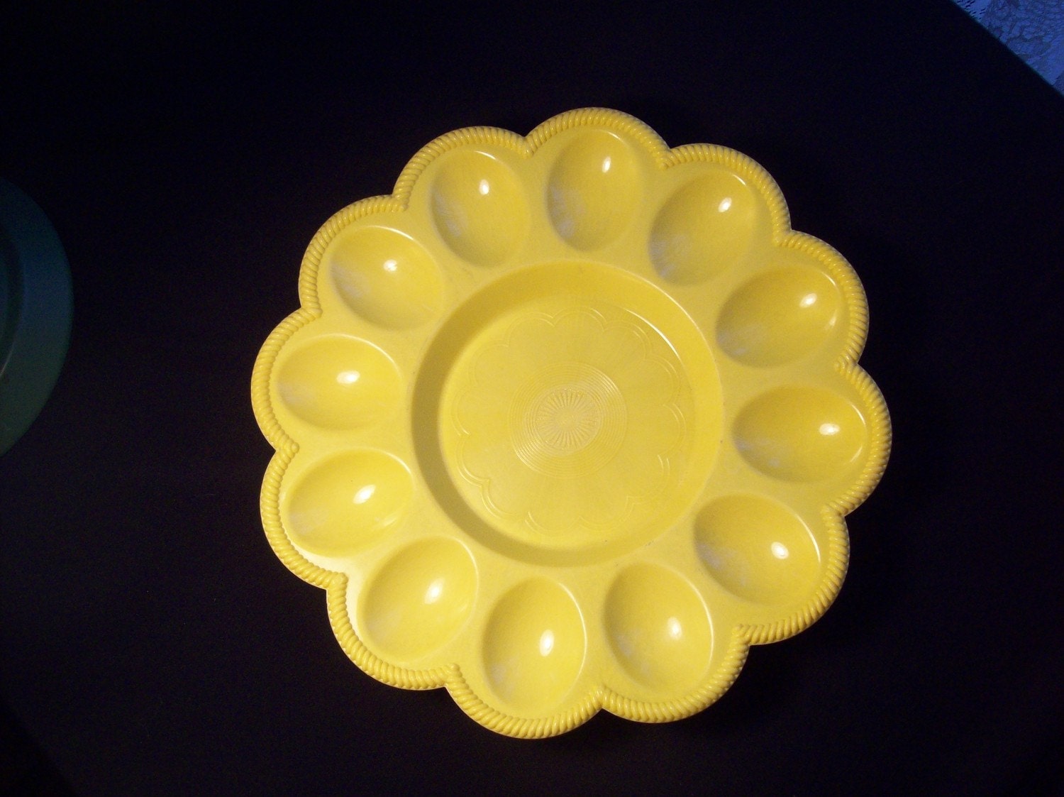 Vintage Retro Yellow Plastic Deviled Egg Tray by VintageKats