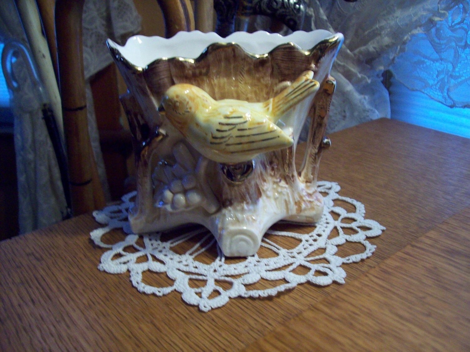 Vintage Yellow Bird Vase Planter by Ucagco Ceramics Japan