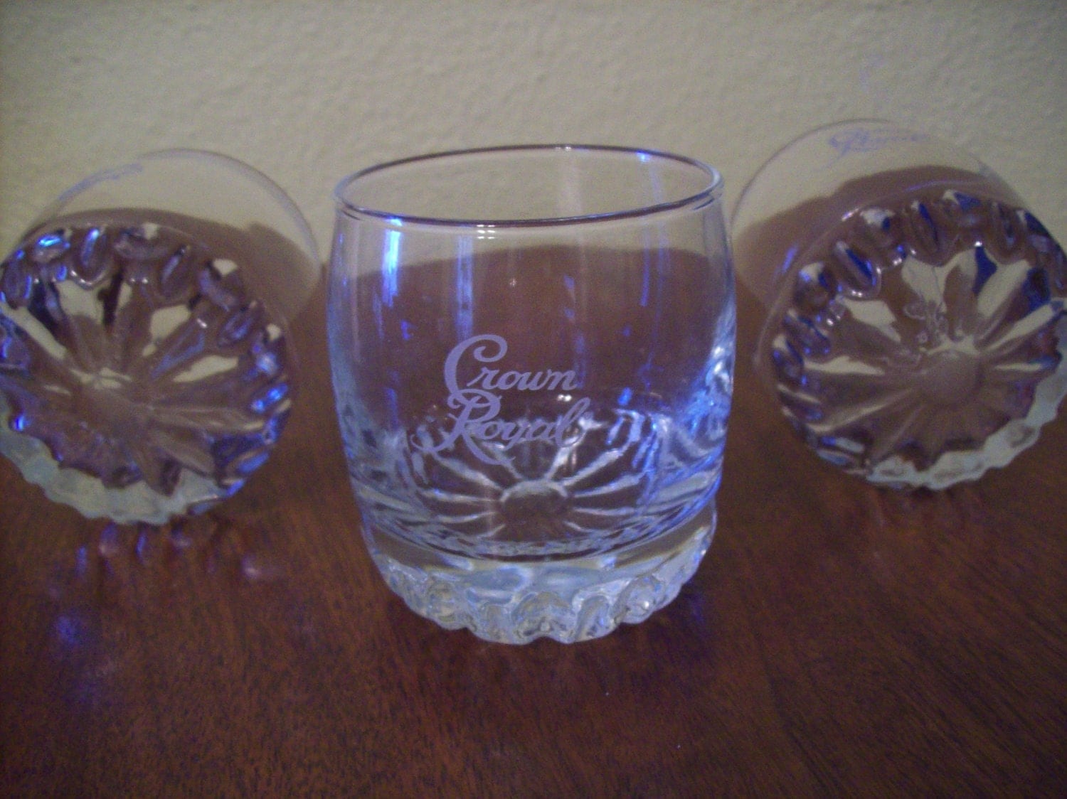 Vintage Crown Royal Whiskey Rock Glasses With Etching Set Of 9448