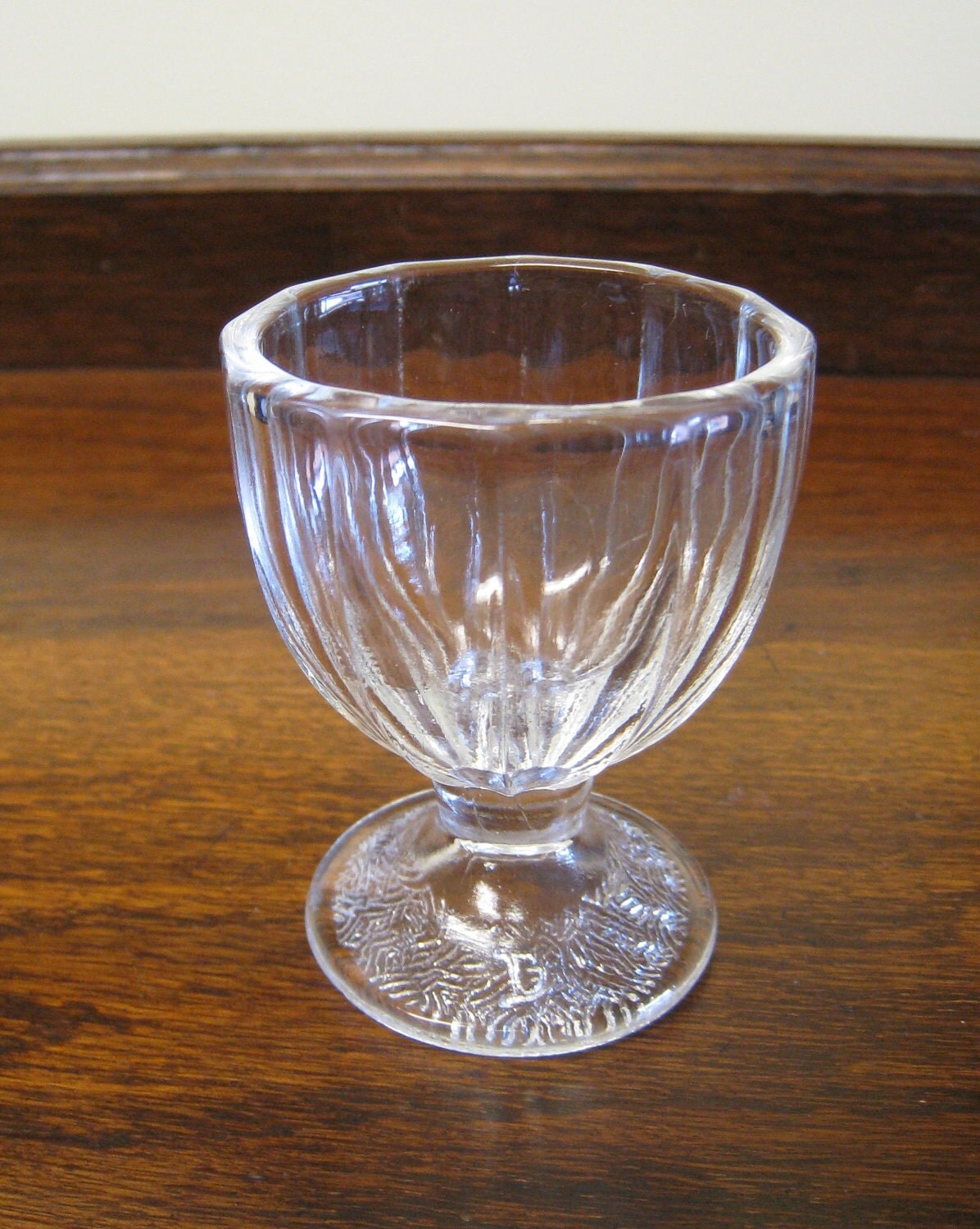 Vintage Egg Cup Ribbed Glass Dominion Glass Company