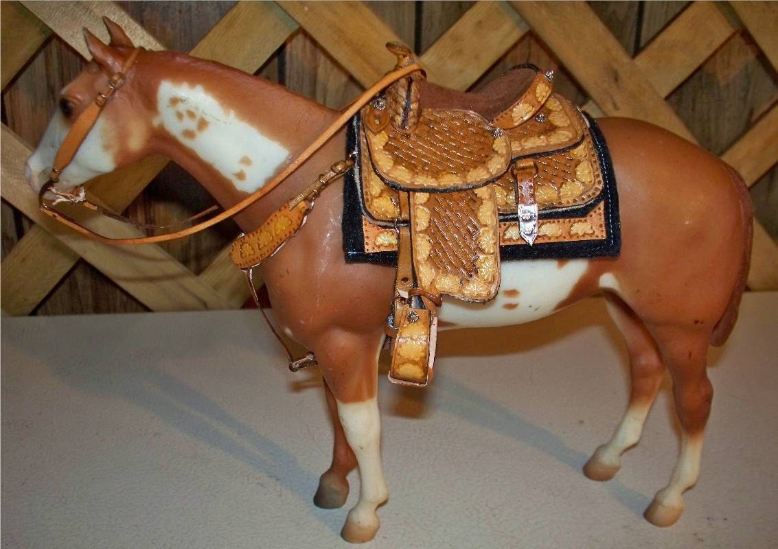 Breyer Model Horse Custom Tooled Western Saddle Set