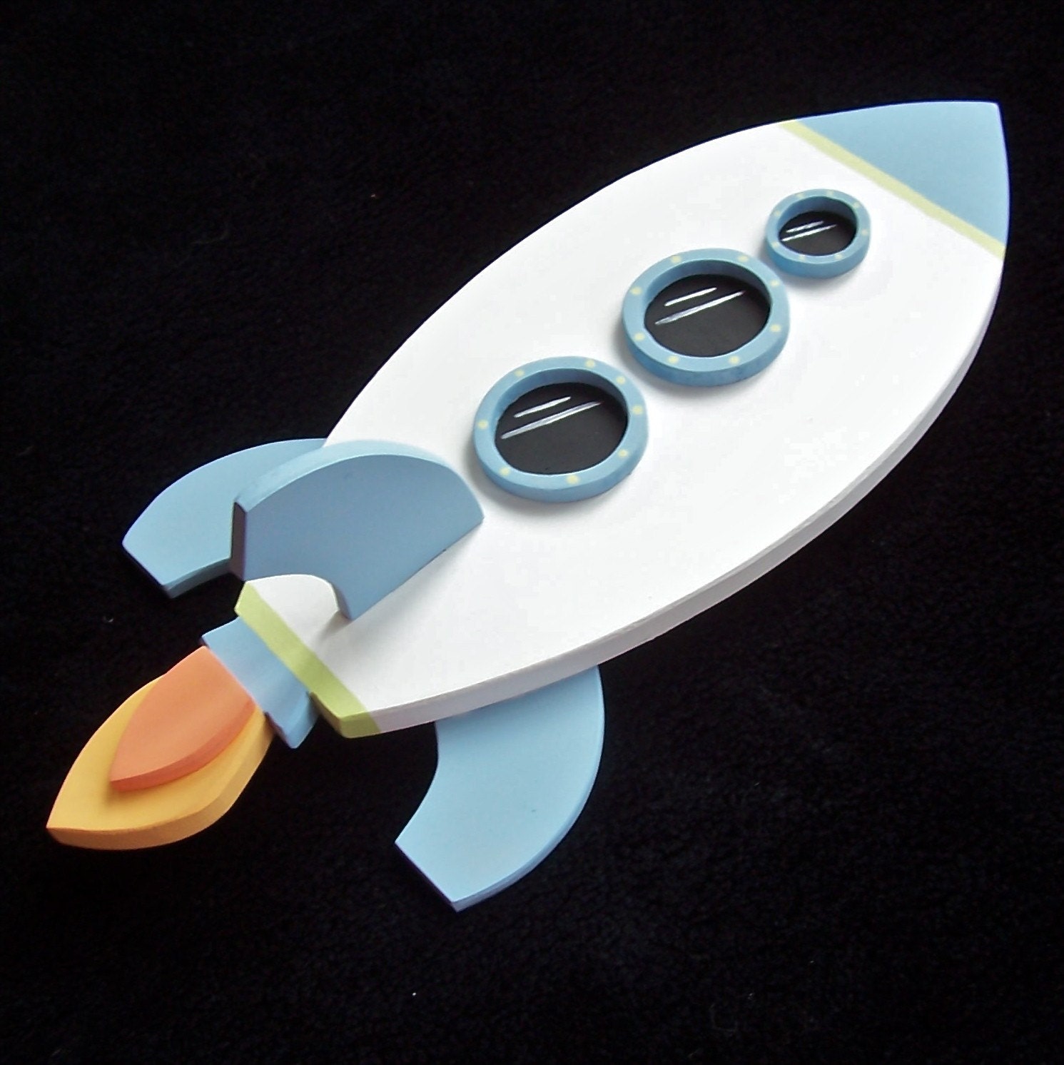 Rocket Ship and Outer Space Themed Wall Decor for Kids Bedroom