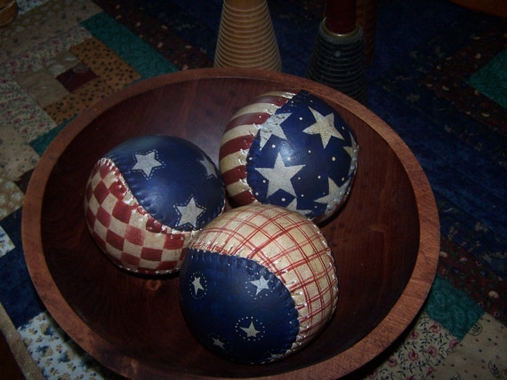 Patriotic softballs, hand painted. Americana softballs, Red White and Blue Softballs. American Flag softballs.