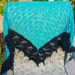 Clearance Priced Midnight in the Garden Teal and Black Lace Pima Cotton Knitted Shawl