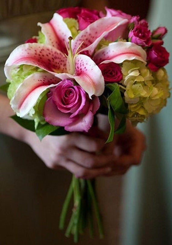 Stargazer lily rose and hydrangea bouquet by UYFlowersByNicole