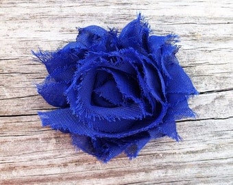 Royal Blue Flower Hair Clip, Blue Shabby Flower Hair Clip, Shabby Chic Hair Accessories, Royal Blue Hair Bow, Frayed Flower Hair Clip