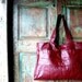 Handmade Red Leather Purse or Tote, Upcycled from Red leather Trench Coat