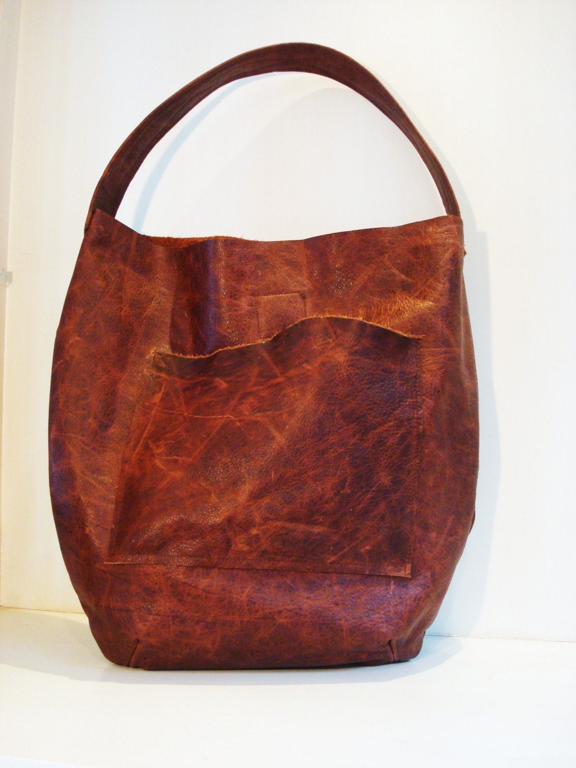 Leather Hobo Handbag Vintage Leather Brown Leather Hide