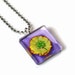 Yellow Flower Necklace, Glass Tile Pendant