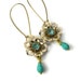 Vintage Flower Earrings, Turquoise Earrings