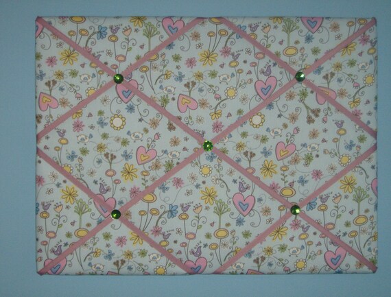 Bird flower & hearts french memo board 18 x 24 large