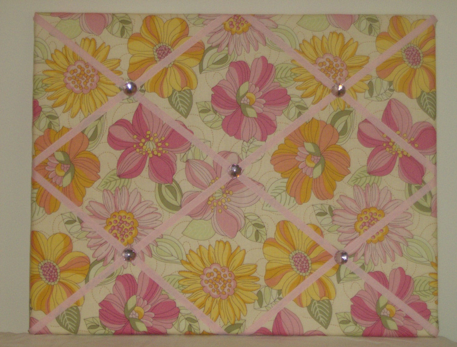 Pink and yellow flower french memo board 16 x 20