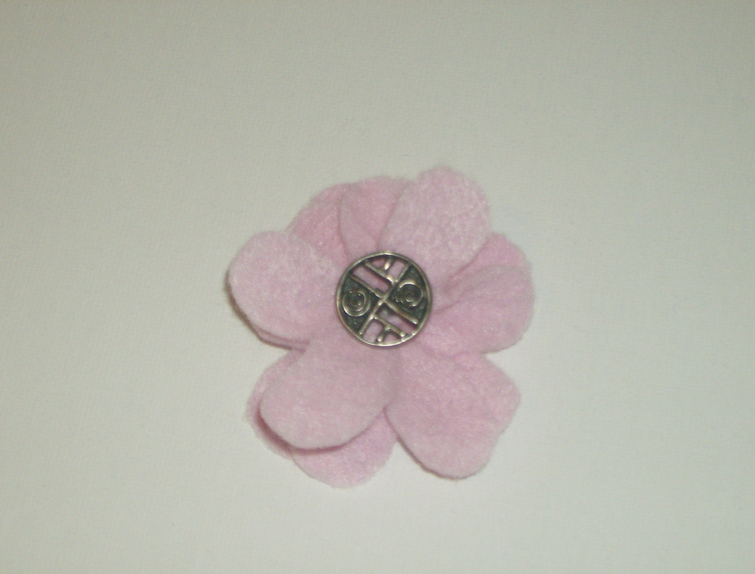 SALE Light pink layered felt flower pin brooch with vintage
