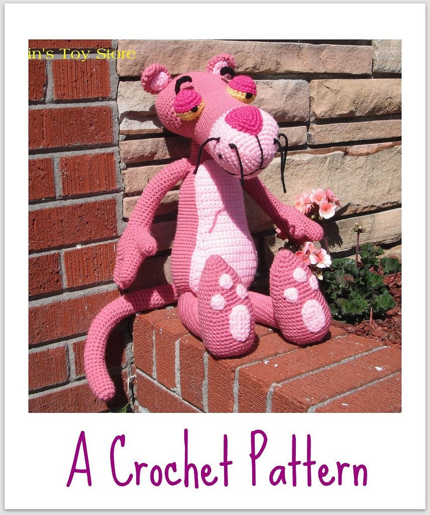 Big Pink Panther a Crochet Pattern by Erin by ErinScullsToyStore