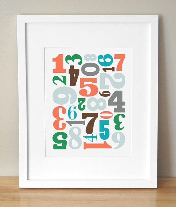 3 Color Schemes 8x10 'Number Jumble' Numbers by sugarfresh