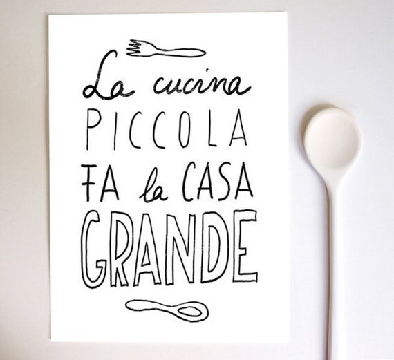 Anek LA CUCINA Kitchen Art Typography Print  - high quality fine art print